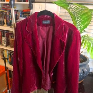 Maroon velvet blazer
